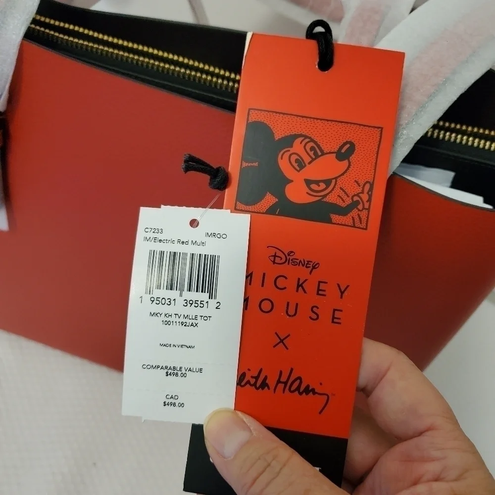 NWT Coach Disney Mickey Mouse X Keith Haring Leather Mollie Tote & Wallet Set